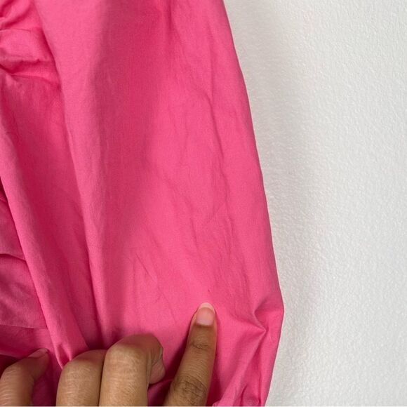 Caara Square Neck Short Puff Sleeve Barbie Pink Mini Dress Women’s Sz L - Picture 5 of 9